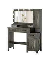 Vlsrka Vanity Desk with Mirror and Light