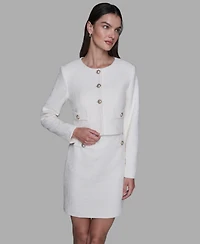Karl Lagerfeld Paris Women's Long-Sleeve Knit Dress with Tweed Jacket