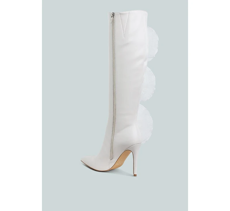 Chinkara Sheer Big Rose Detail Long Boots