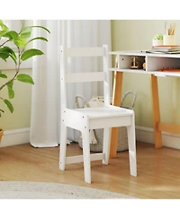 Qaba Kids Desk and Chair Set with Storage, Kids Study Desk and Chair