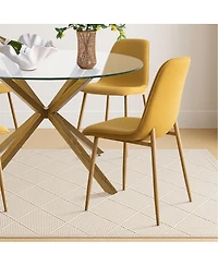 Maison Boucle 5-Piece Oak Finish Modern Round Glass Dining Set