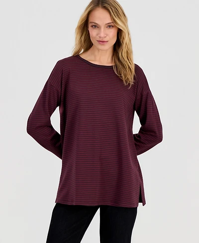 Eileen Fisher Women's Terry Striped Long-Sleeve Top