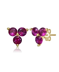 GiGiGirl 14k Gold Plated Red Cubic Zirconia Stud Earrings for Kids