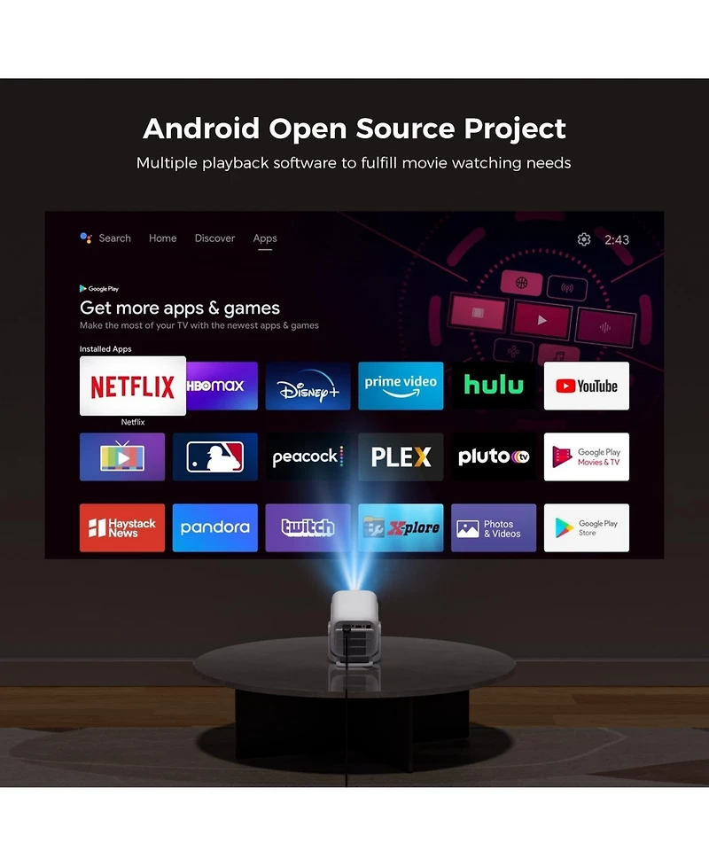 Artsea Mini Projector 1080p with Bluetooth & Android 11, Wifi 6, Dual-Band Wireless, Hd Home Theater Cinema Projector