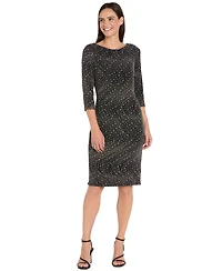 R & M Richards Petite Glitter Knit Round Neck Dress