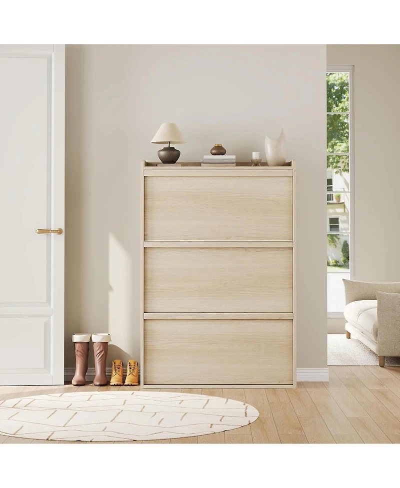 gaomon Freestanding Shoe Cabinet with 3 Flip Drawers and 3-Tier Adjustable Shelves