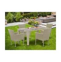 East West Furniture Wicker Patio Set Natural Linen