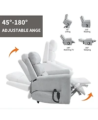 Chenille Dual Motor Infinite Position Up to 350 Lbs Power Lift Recliner Chair with 8-Point Vibration Massage and Lumbar Heating,Blue