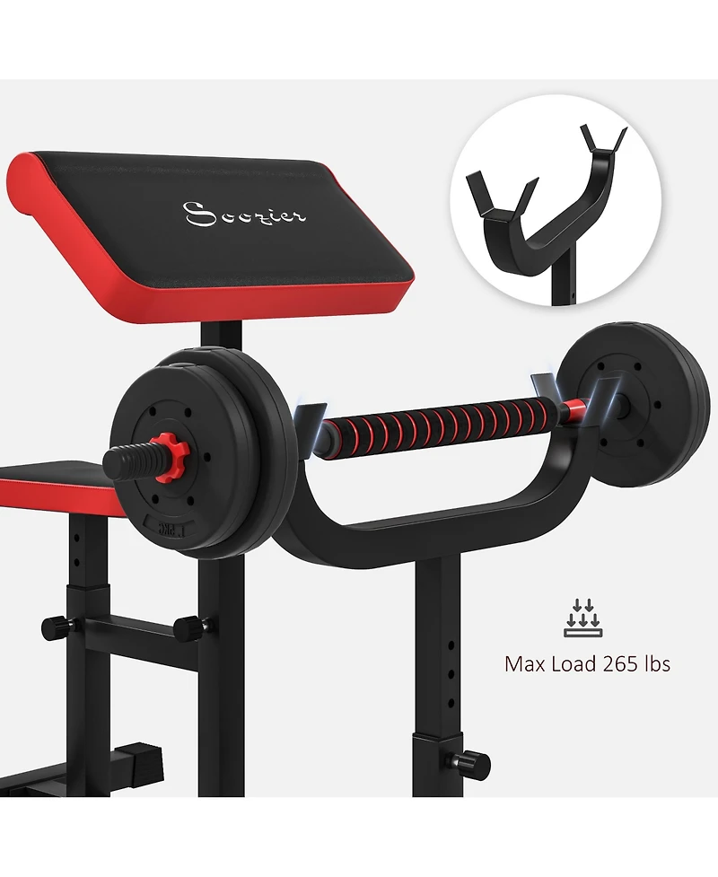 Soozier Preacher Curl Bench, Adjustable Bench for Home Gym,