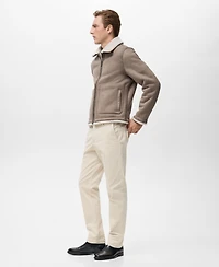 Mango Men's Sheepskin Details Double Face Jacket