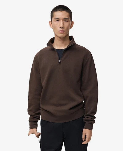 Mango Men's Zipper Regular-Fit Cotton Sweatshirt
