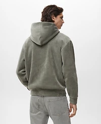 Mango Men's Corduroy Hooded Sweatshirt