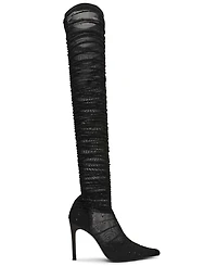 Steve Madden Women's Rashida Rhinestone Mesh Over-the-Knee Stiletto Dress Boots