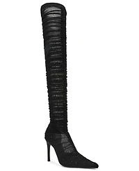 Steve Madden Women's Rashida Rhinestone Mesh Over-the-Knee Stiletto Dress Boots