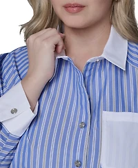 Karl Lagerfeld Paris Plus Long-Sleeve Stripe Shirt