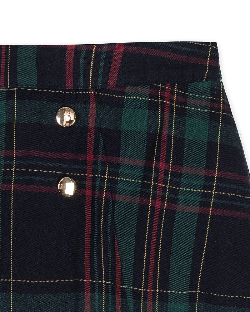 Hope & Henry Toddler Girls Organic Pull-on Double Button Party Skirt