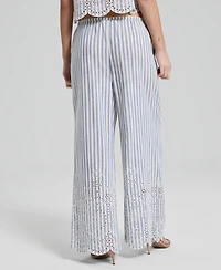 And Now This Women's Striped Eyelet Wide-Leg Pants, Macy's Exclusive