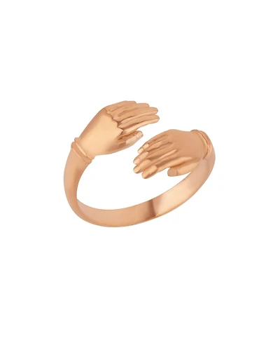 Spero London New Hug Ring With Hands Sterling Silver and Gold Plated