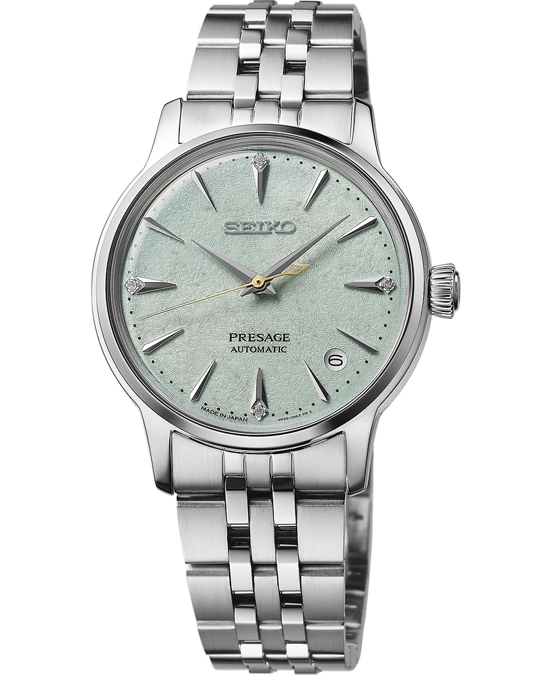 Seiko Women's Presage Cocktail Time Mid-Size Silver Stainless Steel Bracelet Watch, 34mm