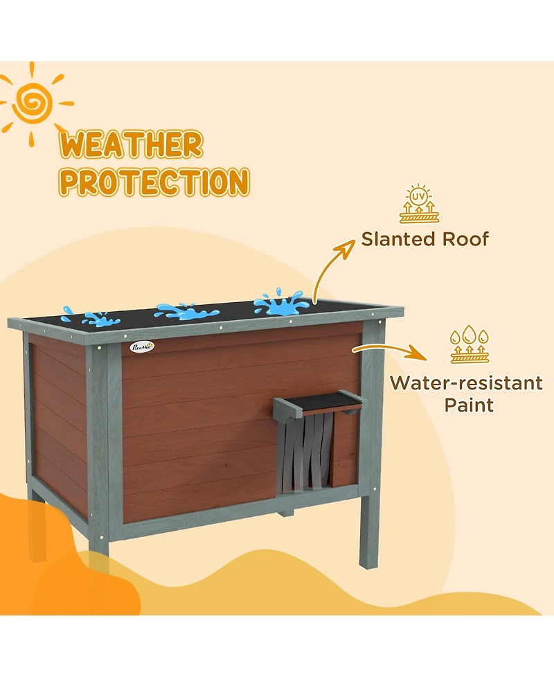 PawHut Outdoor Cat House, Wooden Feral Cat House W/ Removable Floor,