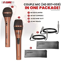 5 Core Dynamic Microphone Handheld Cardioid Pair Xlr Wired Professional Couple Mic for Duet Karaoke