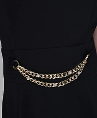 Karl Lagerfeld Paris Women's Point Collar Sleeveless Dress