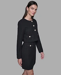 Karl Lagerfeld Paris Women's Long-Sleeve Knit Dress with Tweed Jacket