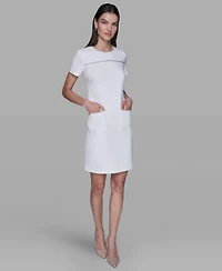 Karl Lagerfeld Paris Women's Crewneck Chain Detail Shift Dress