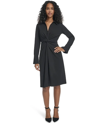 Calvin Klein Women's Twist Detail Sheath Collar Dress
