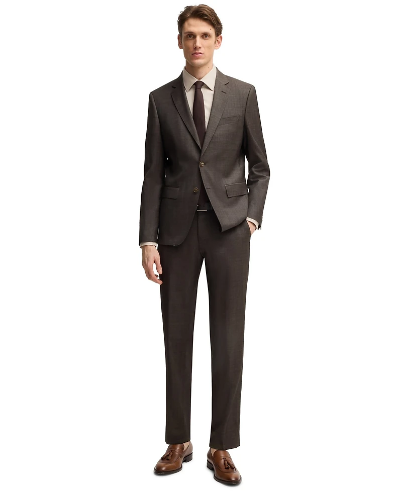 Boss by Hugo Men's Micro-Patterned Stretch Virgin Wool Slim-Fit Suit