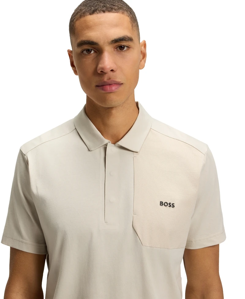 Boss by Hugo Men's Hopsack Panelling Paddy Polo Shirt