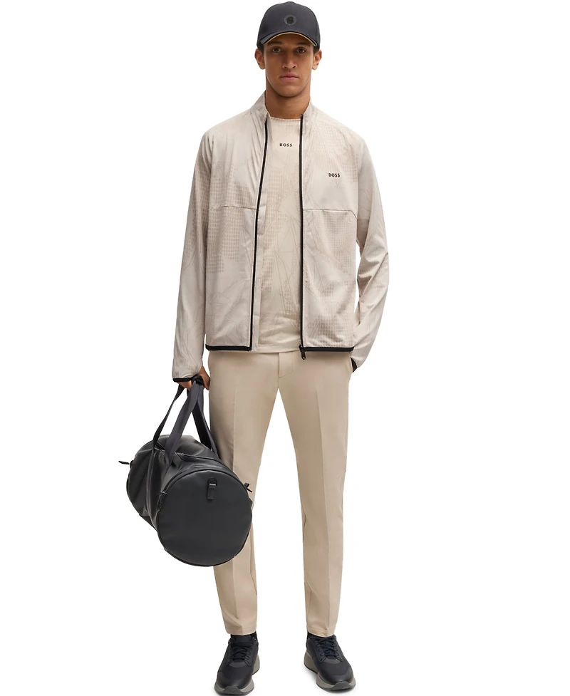 Boss by Hugo Men's Jacquard Pattern Active Zip-Up Sweatshirt