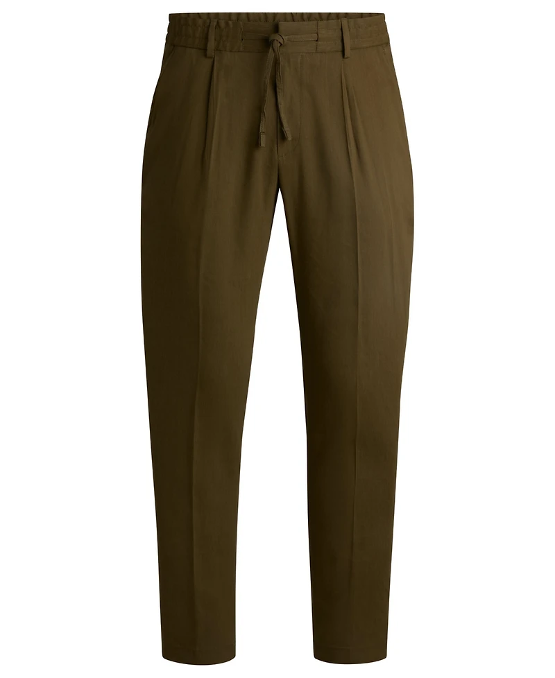Boss by Hugo Men's Linen Blend Tapered-Fit Tailored Trousers
