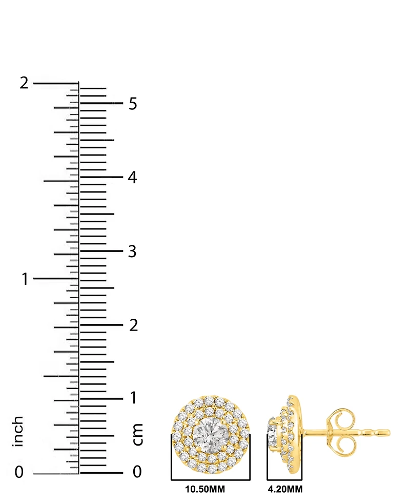 Macy's Diamond Halo Stud Earrings (1-1/3 ct. t.w.) in 14k Yellow Gold