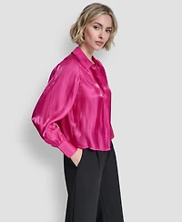 Dkny Petite Balloon-Sleeve Blouse