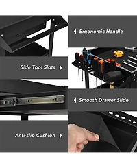 Sugift Rolling Tool Cart Mechanic Cabinet Storage ToolBox Organizer With Drawer-Black.