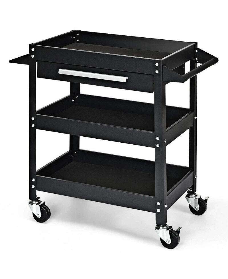 Sugift Rolling Tool Cart Mechanic Cabinet Storage ToolBox Organizer With Drawer-Black.
