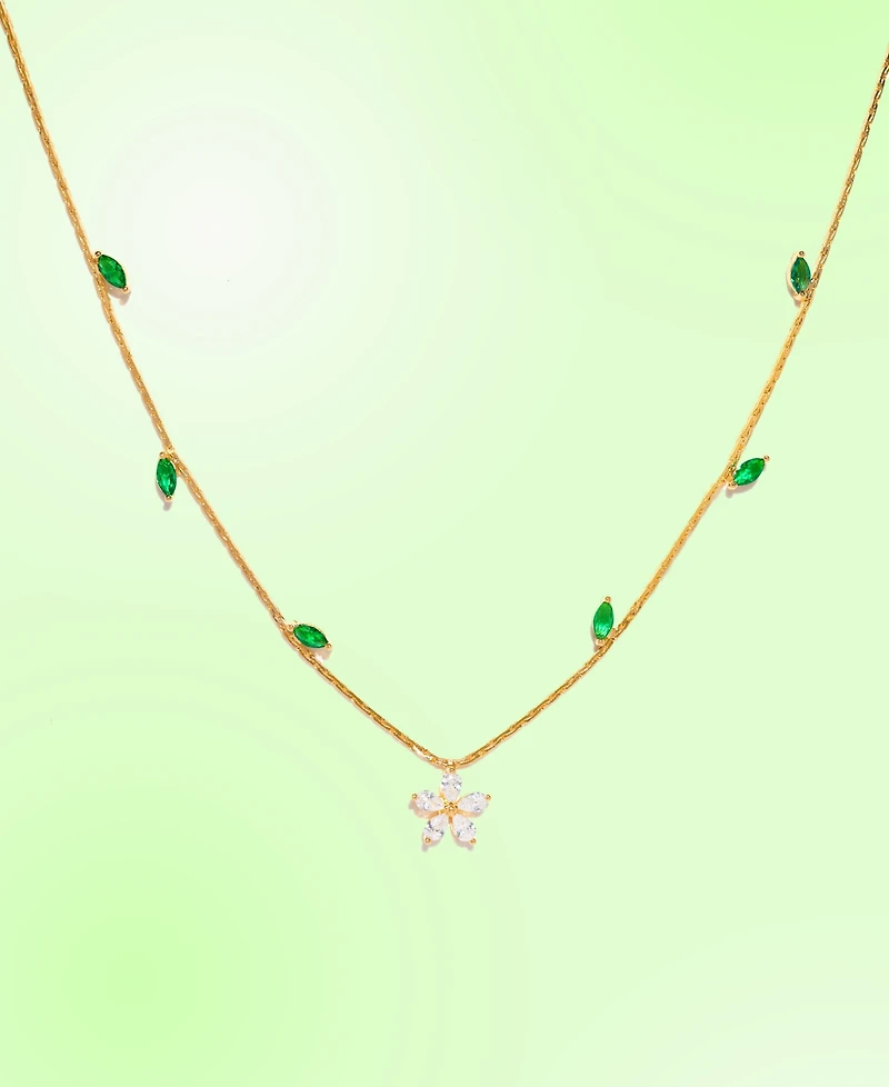 Girls Crew Crystal Fresh Bloom Gold Plated Necklace