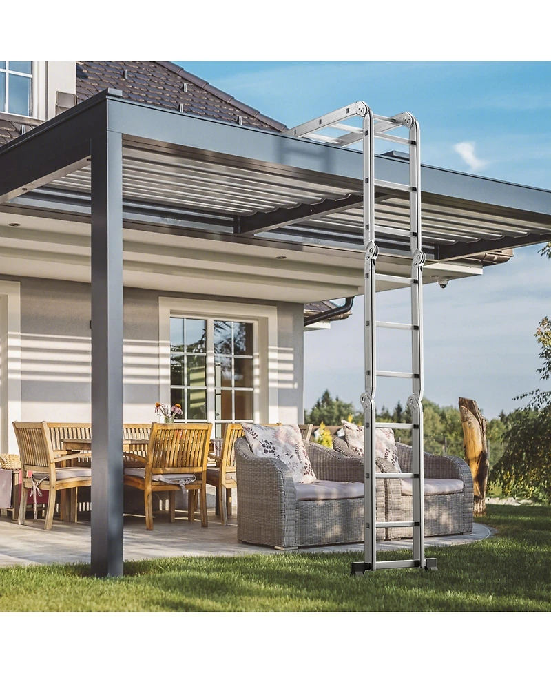 Sugift 7-in-1 Folding Aluminum Ladder with Anti-Skid Pedal