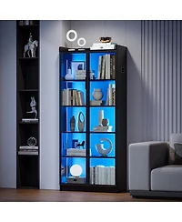 Vlsrka Wine Bar Storage Cabinet with Led Lights