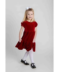 Florence Eiseman Toddler Girls Dresses Stretch Velvet Dress With Tulip Sleeves