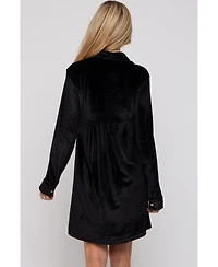 Pinkblush Maternity Black Velvet Button Down Dress