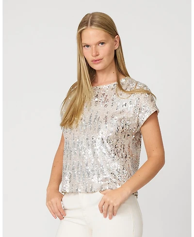 Cable & Gauge Women's Cluster Sequin Easy Tee