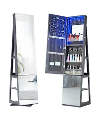 Vlsrka 3-in-1 Jewelry Armoire With Full-length Mirror And Storage Shelves