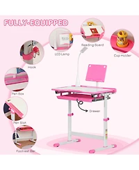 Qaba Functional Kids Desk and Chair Set Height Adjustable School Study Table