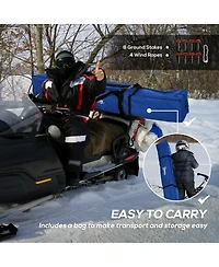 Outsunny 2 Person Ice Fishing Shelter with Padded Walls, Thermal Waterproof Portable Pop Up Ice Tent with 2 Doors, Black