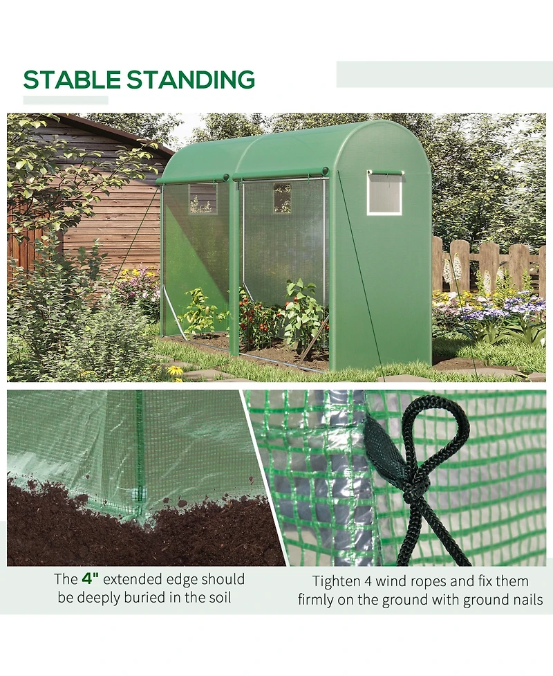 Outsunny Walkin house 10' x 3' x 7', Zipper Windows, Doors,