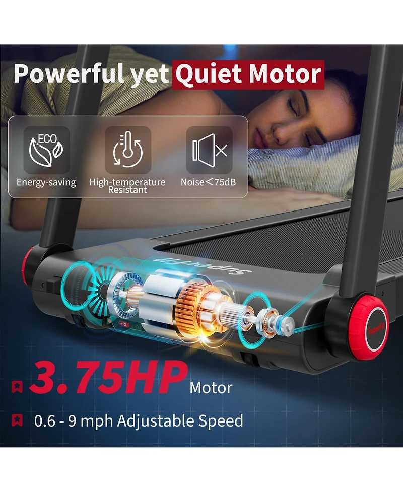 Sugift 3.75HP Folding Treadmill with App and 12 Preset Programs