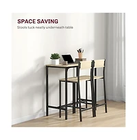 Slickblue Counter Height Bar Table – 1 Pc, Wood & Metal, Footrest, Rectangular Dining Table