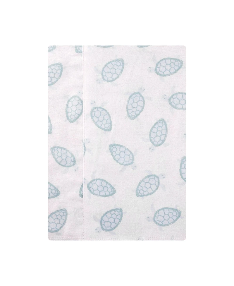 Hudson Baby Cotton Flannel Burp Cloths 4-Pack, Little Sea Turtle, One Size